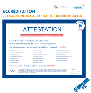 illustration Accréditation de l’équipe médicale d’anesthésie du CHIC